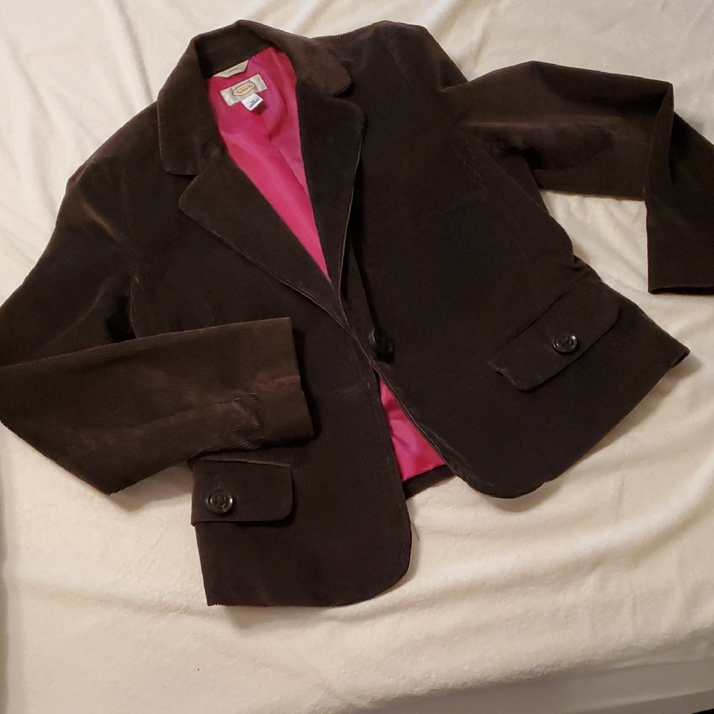 Talbots Brown Cordurory Blazer Short Waisted Size L